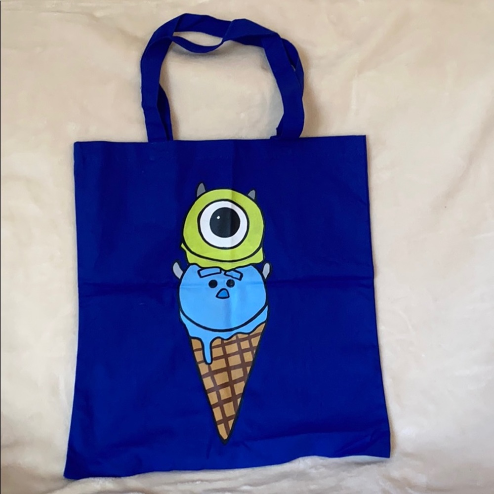 Hand Painted Monsters Inc Ice Cream Cone Tote Bag